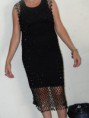 Vestido tubinho preto com capa com brilho