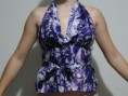 Blusa frente única transpassada em seda, tamanho P em seda
